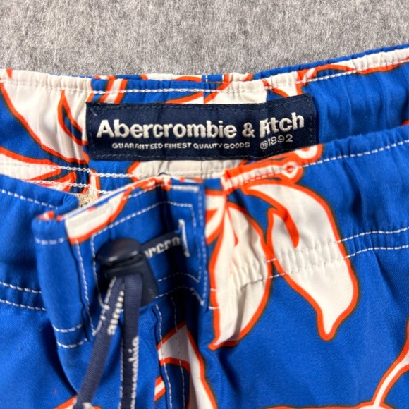 Abercrombie & Fitch Mens Blue Floral Cargo Board Shorts Size L Swim Vintage - Picture 8 of 14
